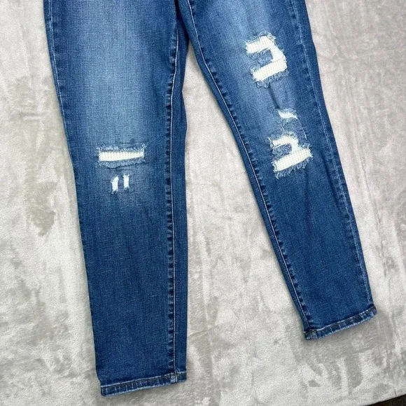 Judy Blue Jeans Womens‎ 26 Blue Boyfriend Fit Distress Patched Stretch Denim - Picture 5 of 15